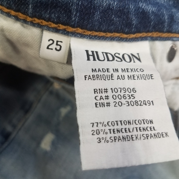 Hudson Raw Tulip Hem Distressed Jeans Size 25 - Picture 5 of 6